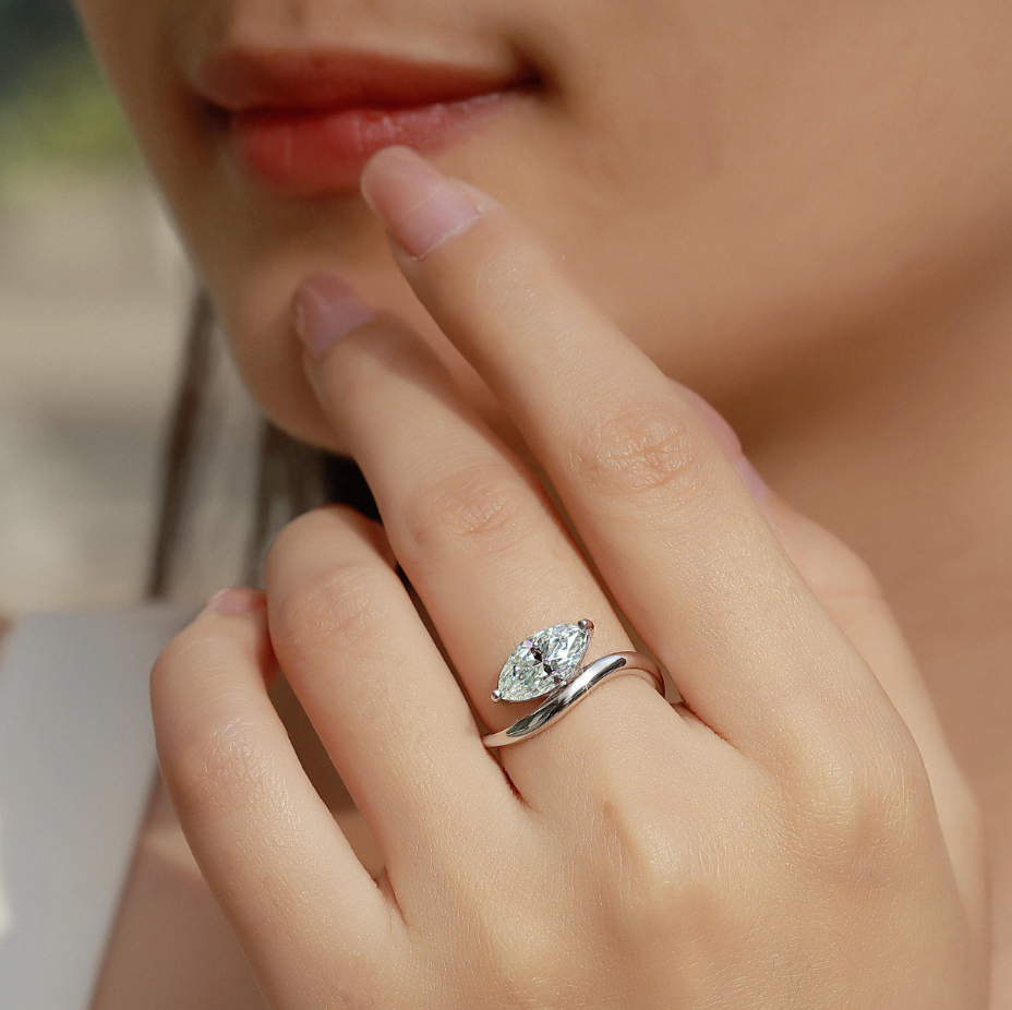 The Freya Asymmetric Marquise Ring