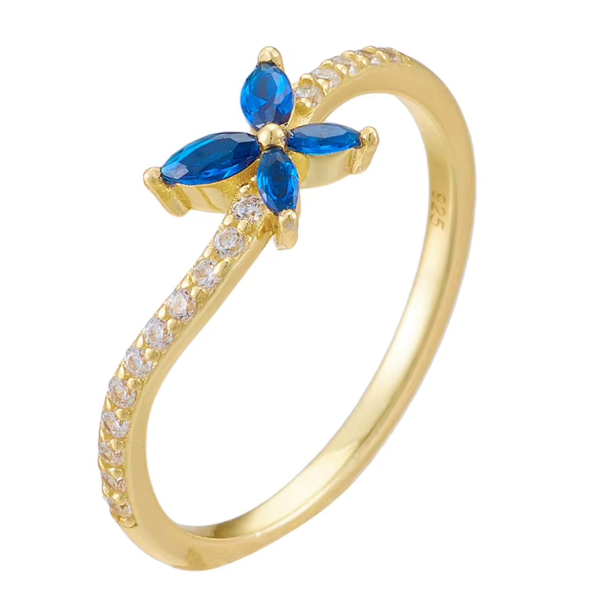 The Aria Blue Sapphire Blossom Ring