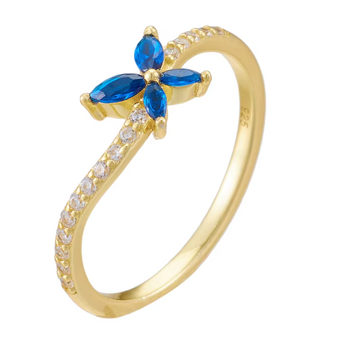 The Aria Blue Sapphire Blossom Ring