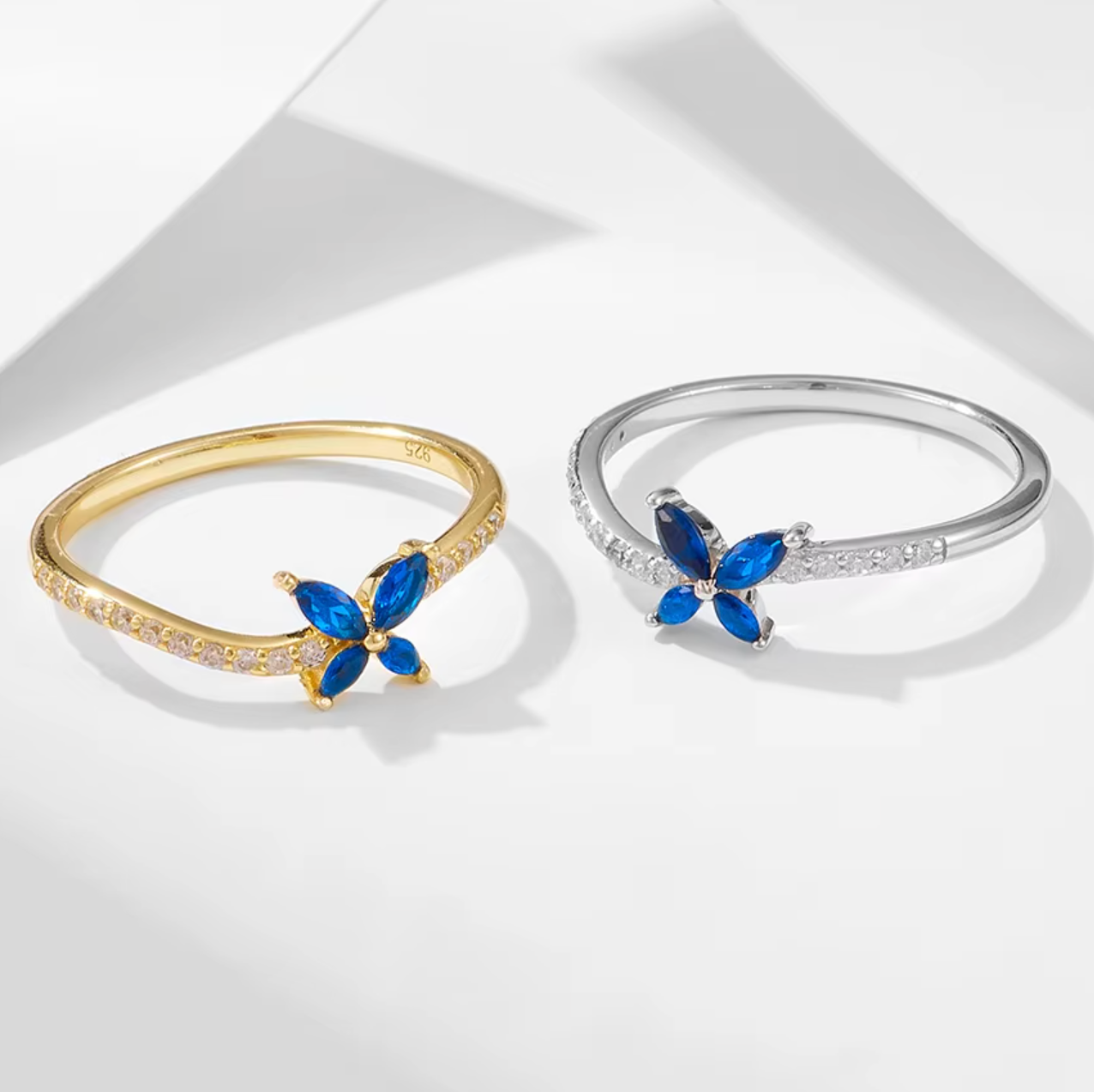 The Aria Blue Sapphire Blossom Ring
